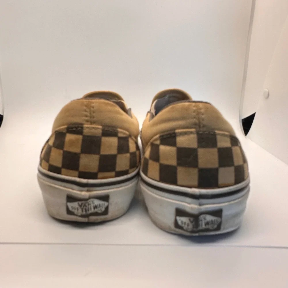 Vans Checkerboard Slip On Casual Shoes Tan Brown Mens Size‎ 8 Skateboard Beach